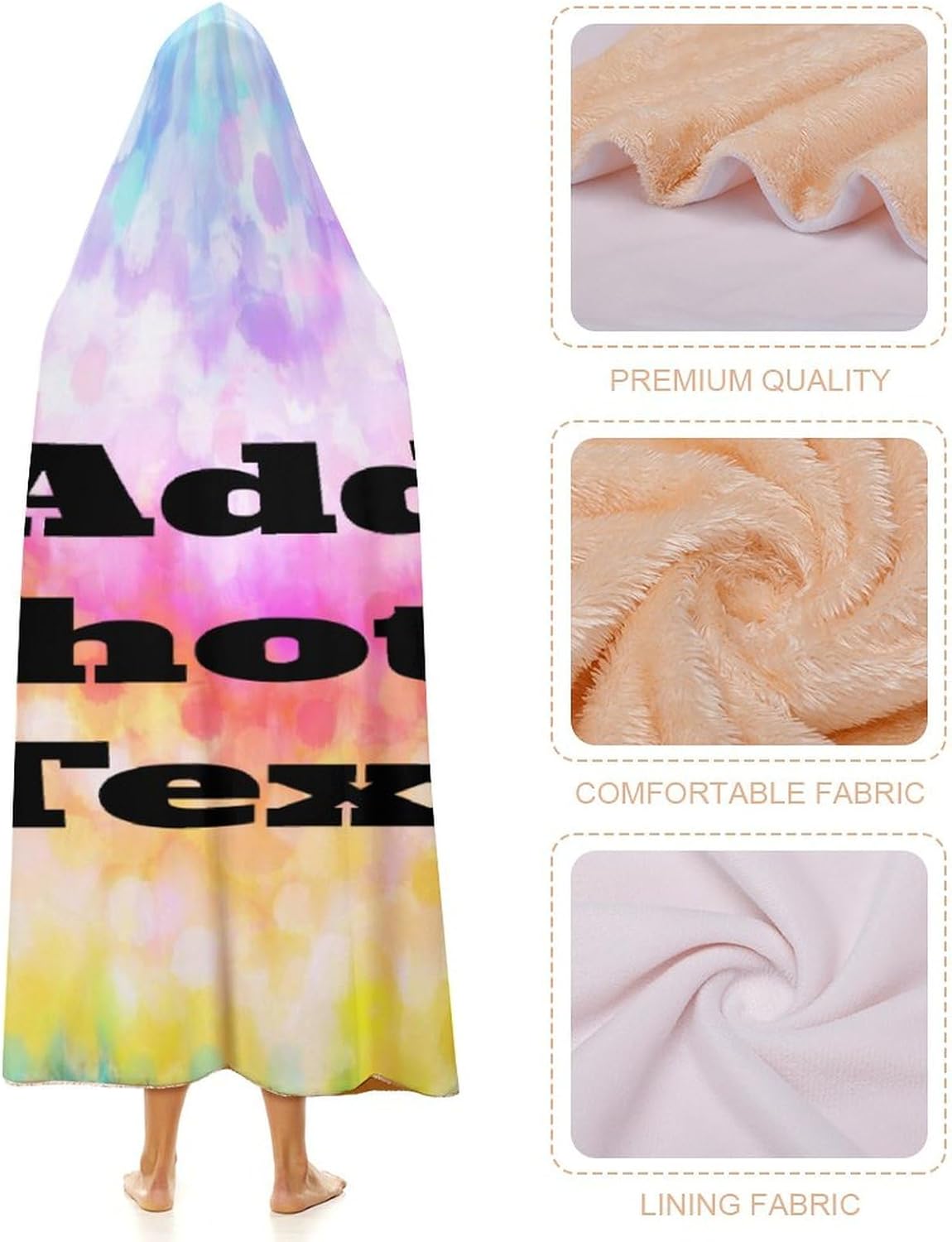 Custom Wearable Blankets Personalized Throws Hooded Design Your Own Bedding Apparel Add Photo/Text for Men Women Adult