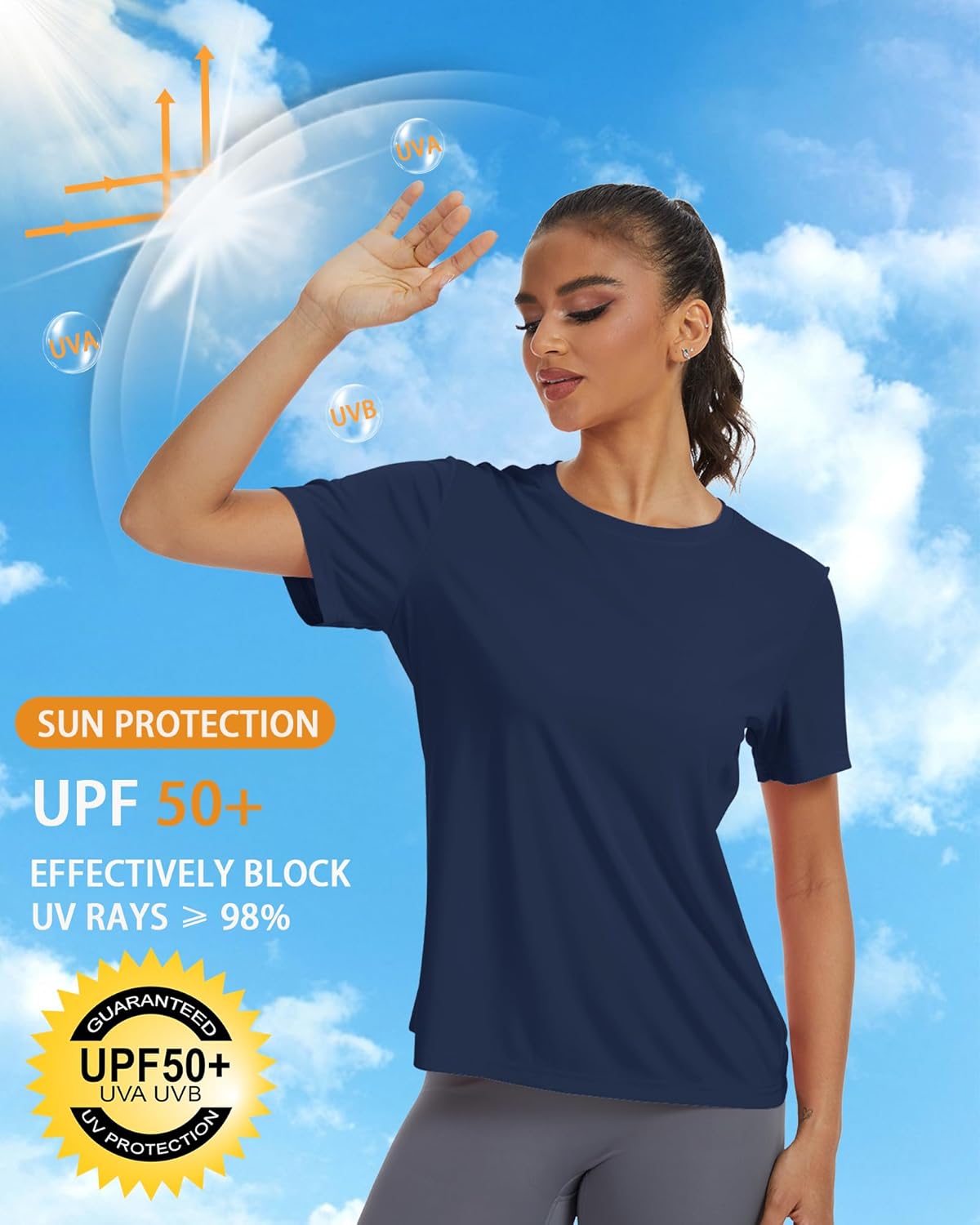Women's Short Sleeve T-Shirts UPF 50+ UV Protection Quick Dry Shirts for Workout Hiking Running Rash Guard Tops - Image 4