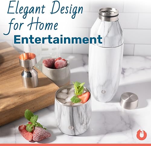 Miniatura 6 de SNOWFOX Coctelera de acero inoxidable con aislamiento al vacío de alta calidad, accesorios de bar en casa, elegante mezclador de bebidas, tapa a