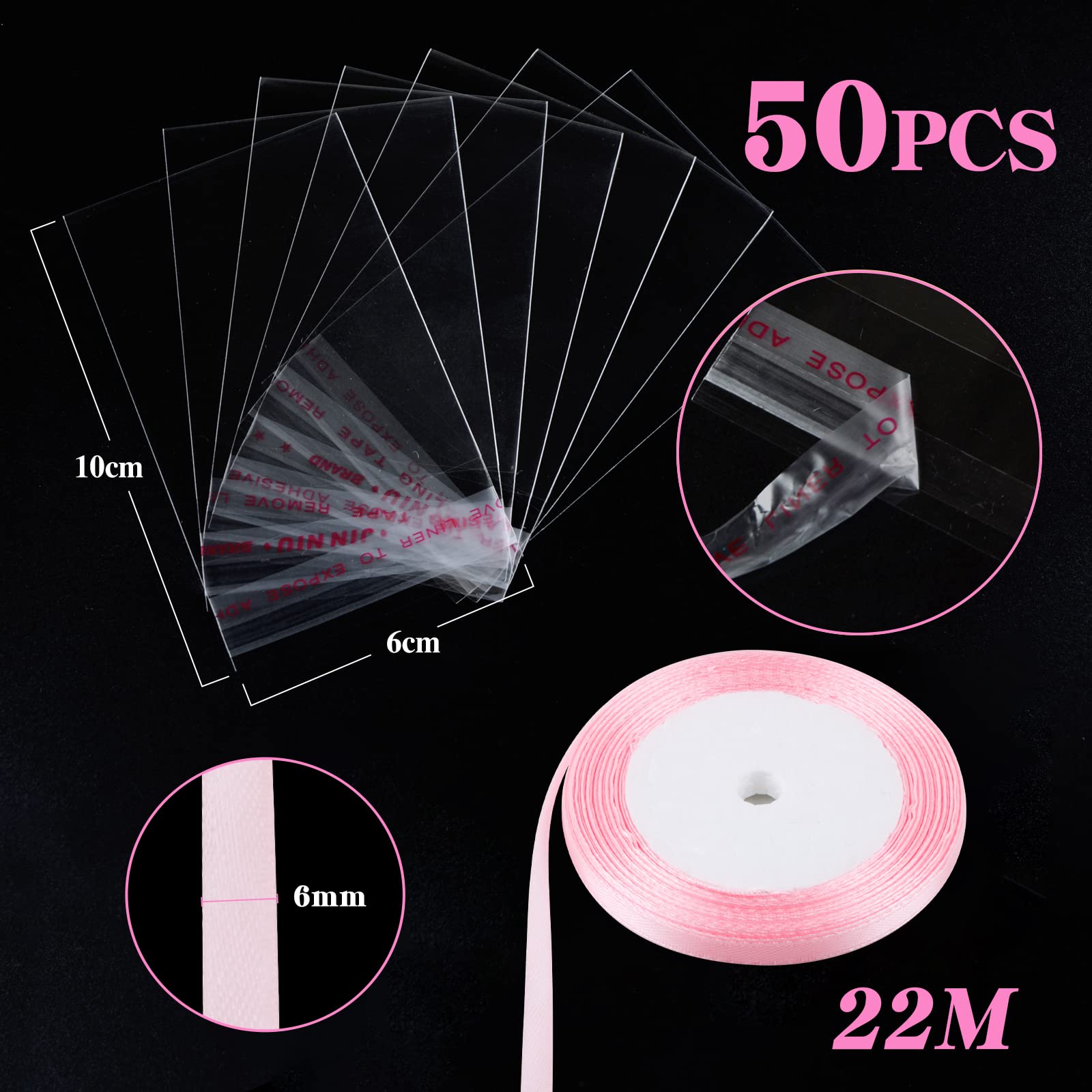 50 Sachets Organza + 50 Pendentifs Pied Landau + Ruban | Kit Cadeau Baptême Mariage Anniversaire