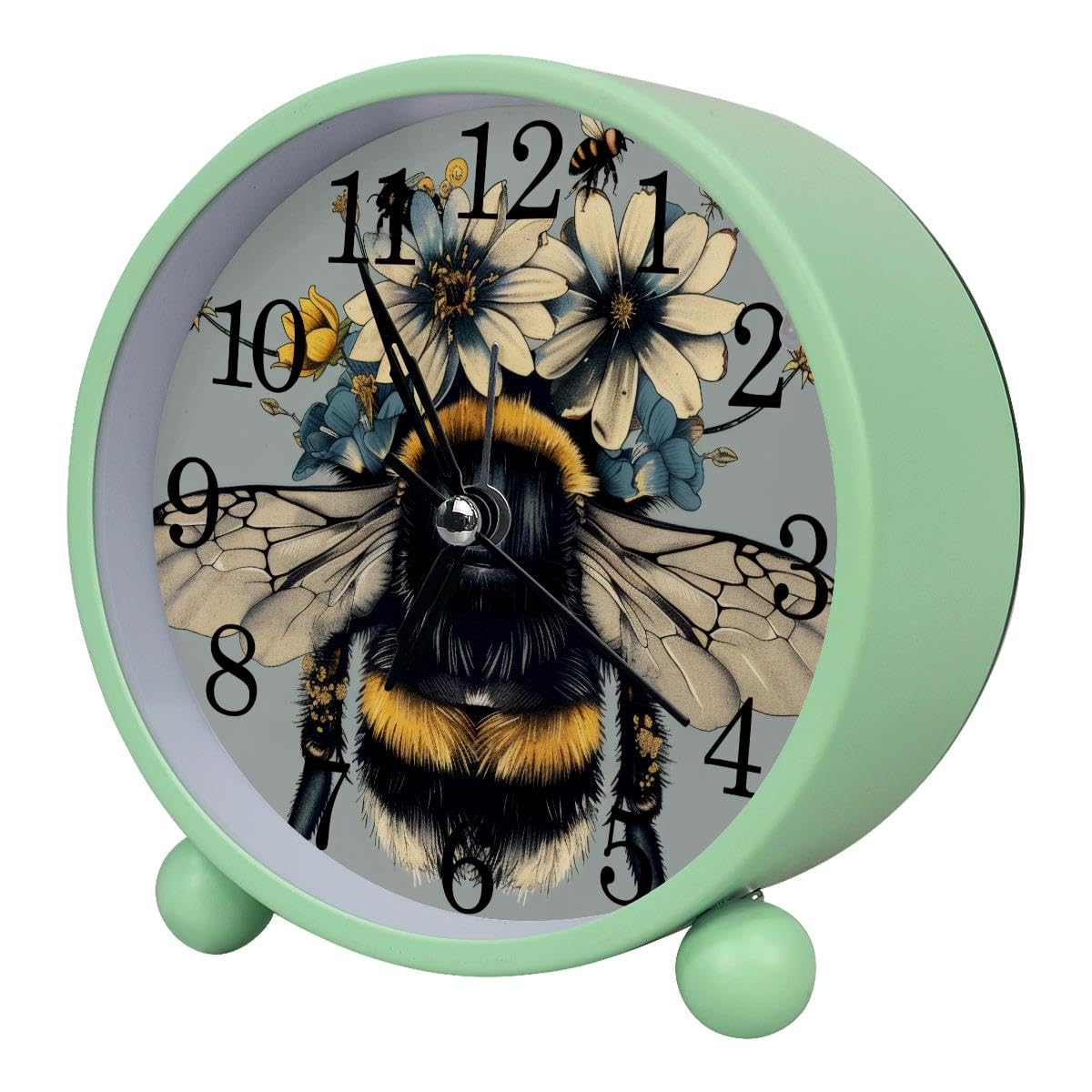 Luoweisi Alarm Clock Bee Flower, Silent Non-Ticking with Night Light
