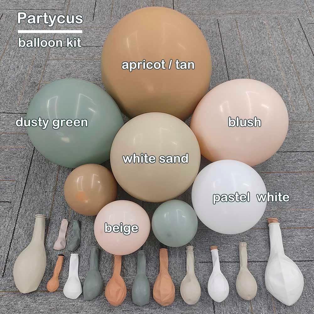 Dusty Green Nude Balloon Garland Double Stuffed Blush Brown Cream Sand White Neutral Matte Balloon Arch Kit for Baby Shower Wedding Birthday Gender Reveal Woodland Party Decoration