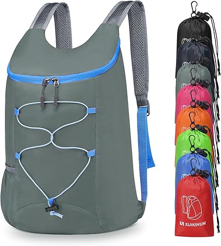 Miniatura 9 de Mochila plegable ligera para senderismo, 20 litros, para acampar, ciclismo, al aire libre, color negro Negro,Azul,Gris,Verde,Azul