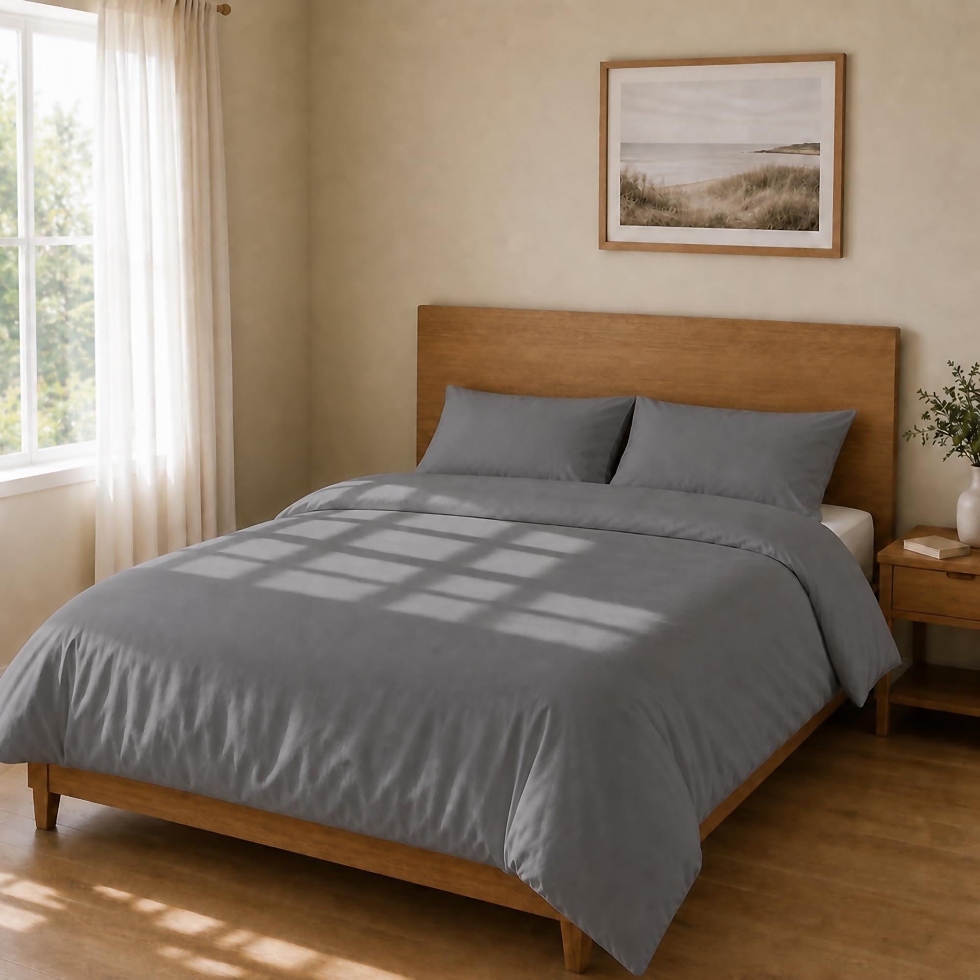 Homebliss Microfibre Bed Linen Duvet Cover 260 x 240 cm + 45 x 75 cm, 2 Pieces, Grey