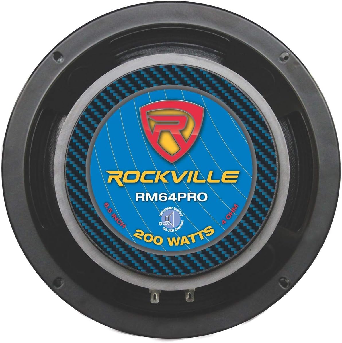 Rockville RM64PRO 6.5" 200W Peak/100W RMS (per Speaker) 800W Total 4-Ohm SPL Midbass Midrange Car Speakers, Kevlar Reinforced Cone, 90oz Magnet, 103dB Sensitivity, 85Hz-7kHz, 4-Piece