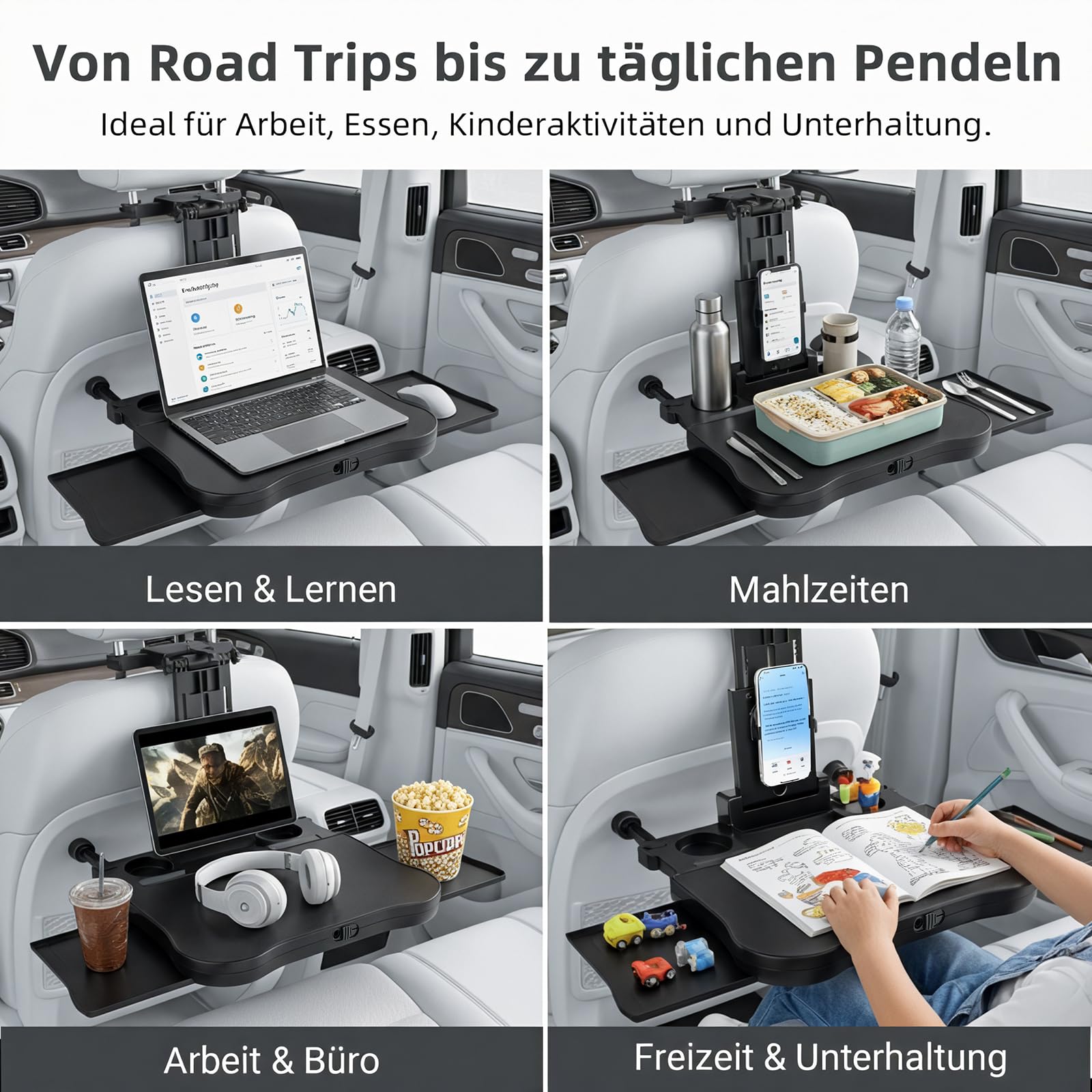 Auto Tisch für Rücksitz Beifahrer,Multifunktionaler Esstisch & Laptophalter