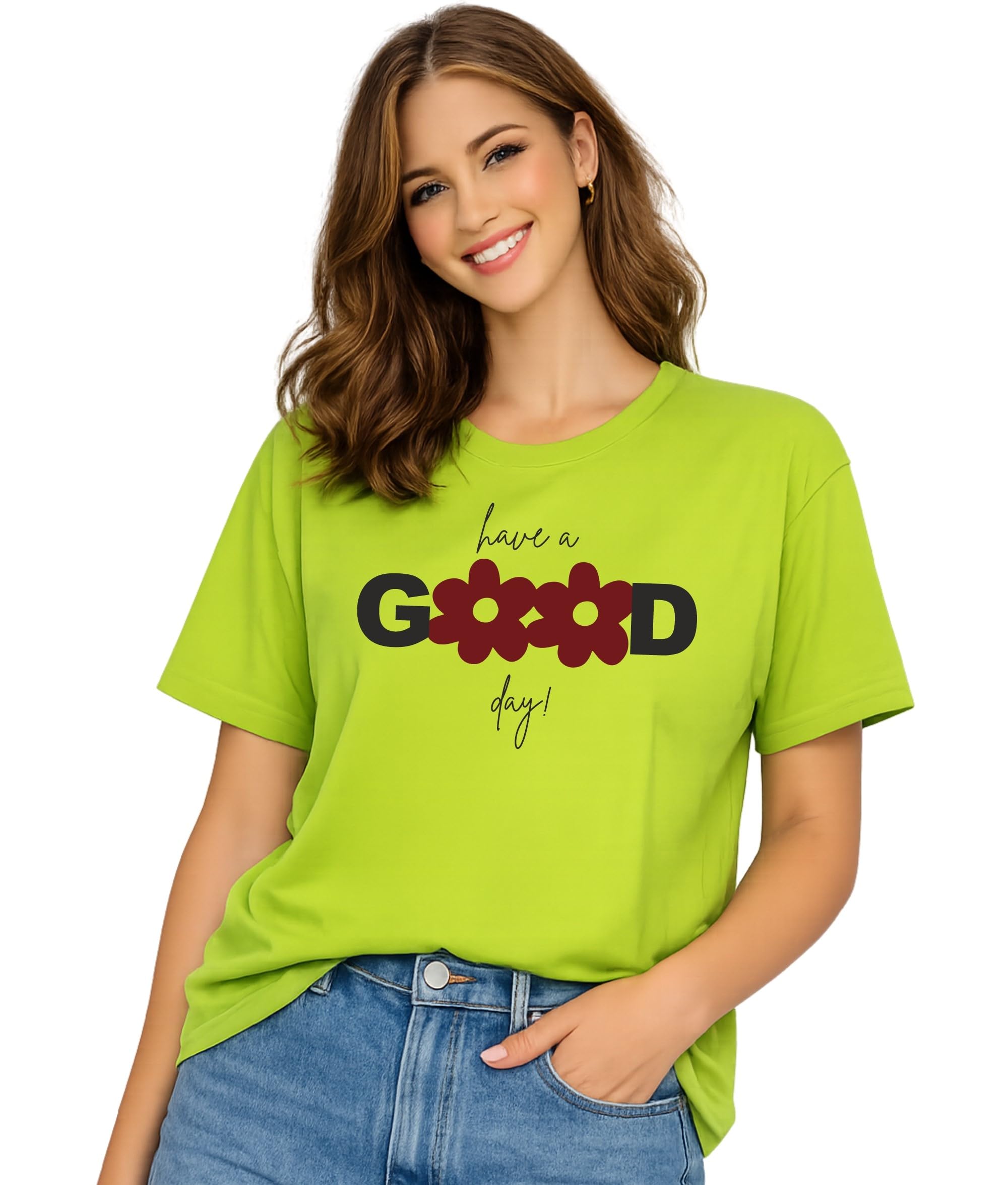 Women’s Loose Fit Graphic Printed T-Shirt | Soft Cotton Blend Fabric | Round Neck Half Sleeve Casual Top, Travel & College