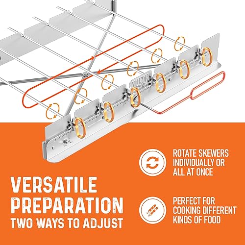 Miniatura 4 de Yukon Glory Estante para brochetas de barbacoa para asar Shish Kebob y pinchos, acero inoxidable plegable duradero con 6 pinchos