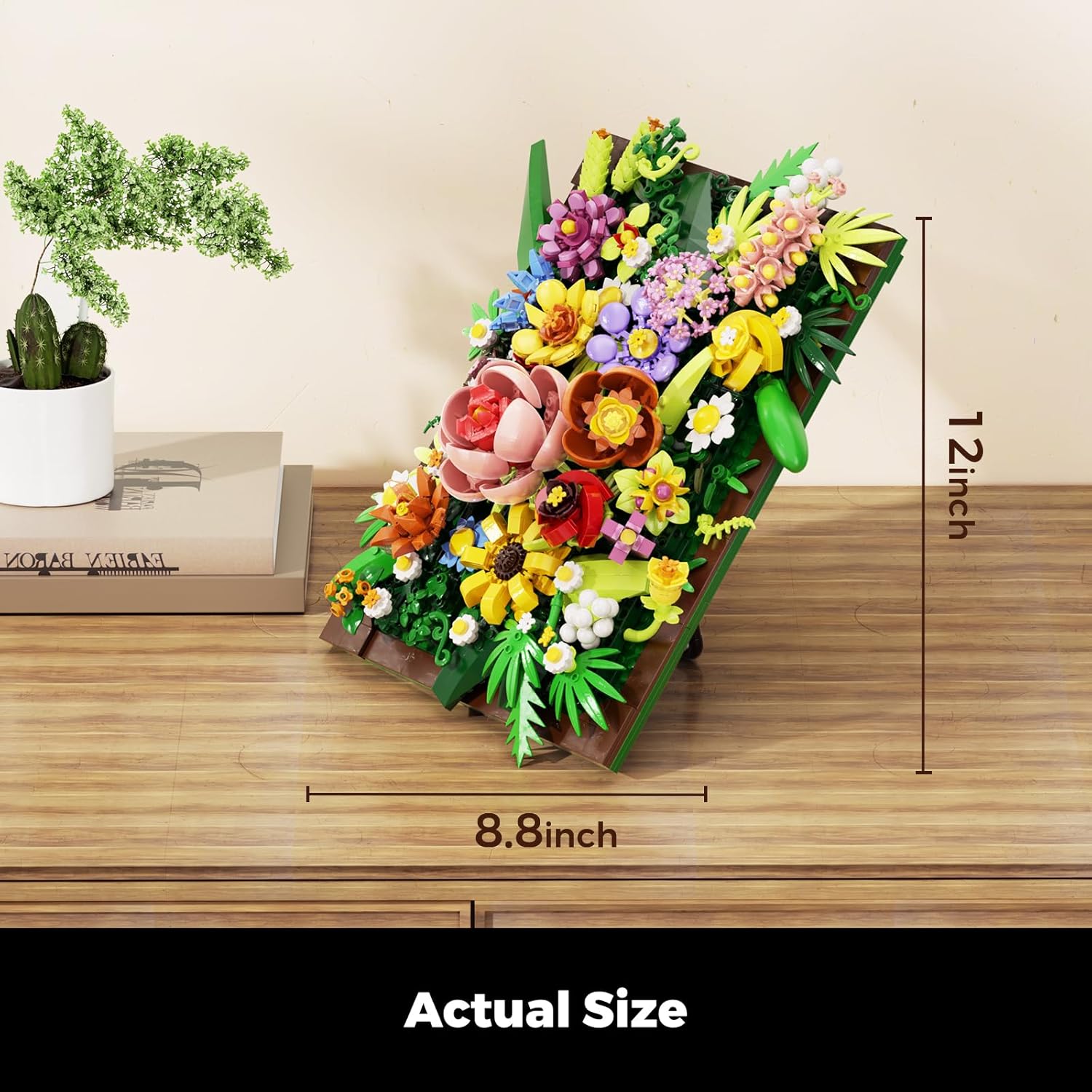 Pretty Spring Flower Sea Bouquet Building Set for Adults - Botanicals Building Kit Gifts for Valentine's, Mother's Day, Easter - Artificial Flowers for Decor or Table Display (1067 Pcs)