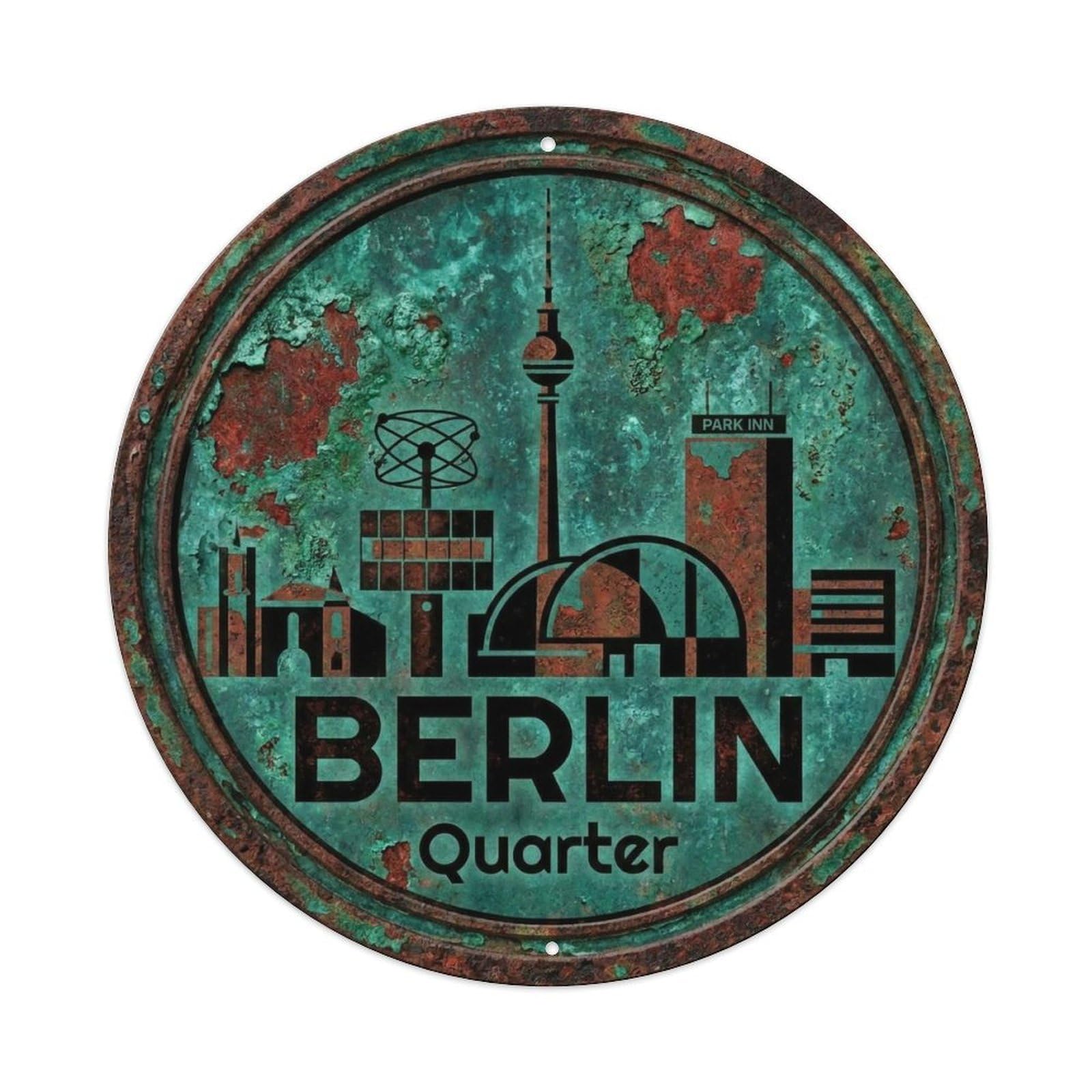 Vintage Travel Berlin Germany District Metal Tin Sign