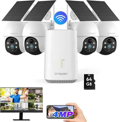 TMEZON Security Cameras Outdoor Wireless, Solar Security Cameras Outdoor with
