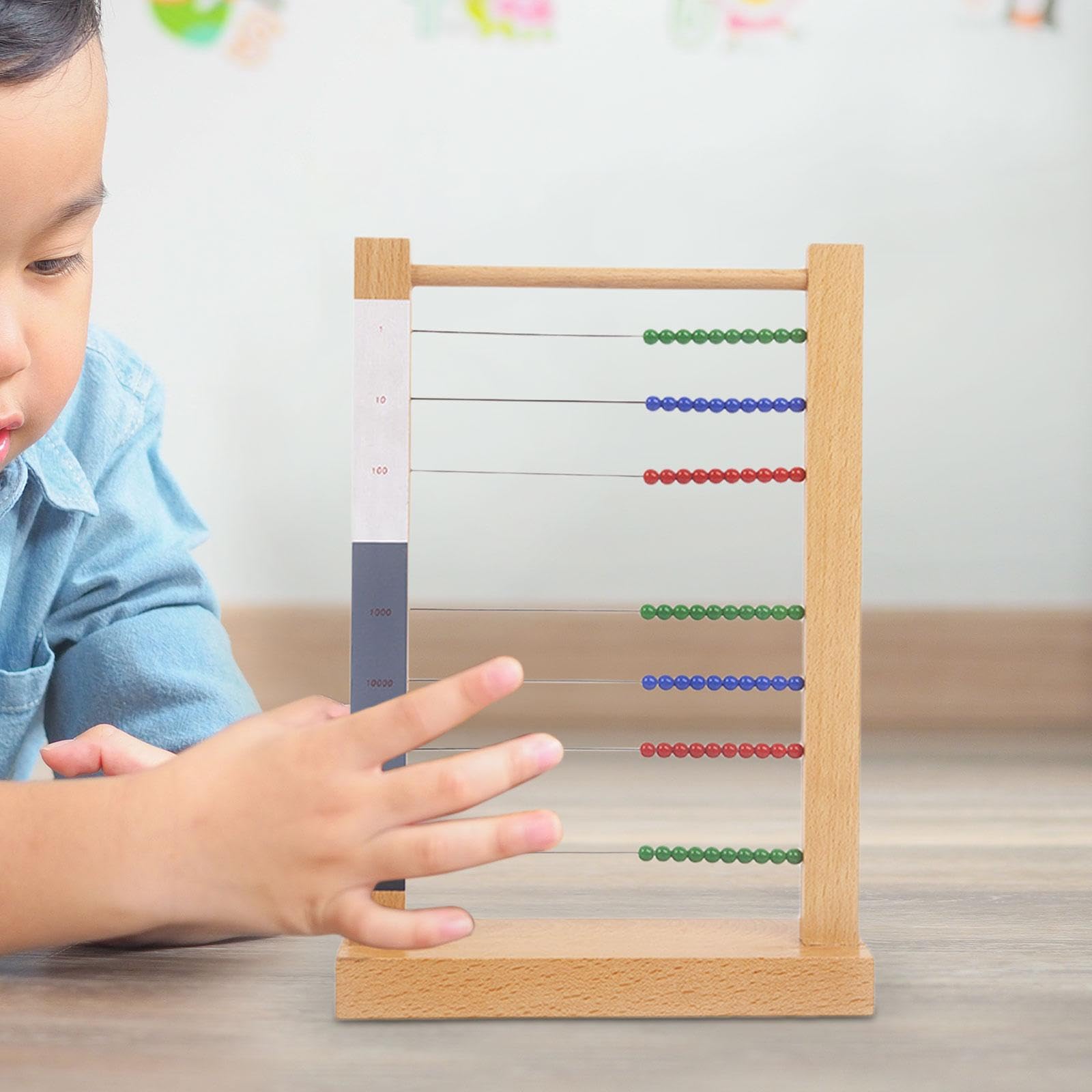 Boulier En Bois, Jouet D'apprentissage Des Mathématiques pour Enfants D'âge Préscolaire, Petit Cadre à Perles En Bois pour Le Développement Pr, 23,5 cm x 7 cm x 33,5 cm