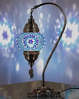 DEMMEX Turkish Moroccan Mosaic Table Lamp – Handcrafted Tiffany-Style Co...