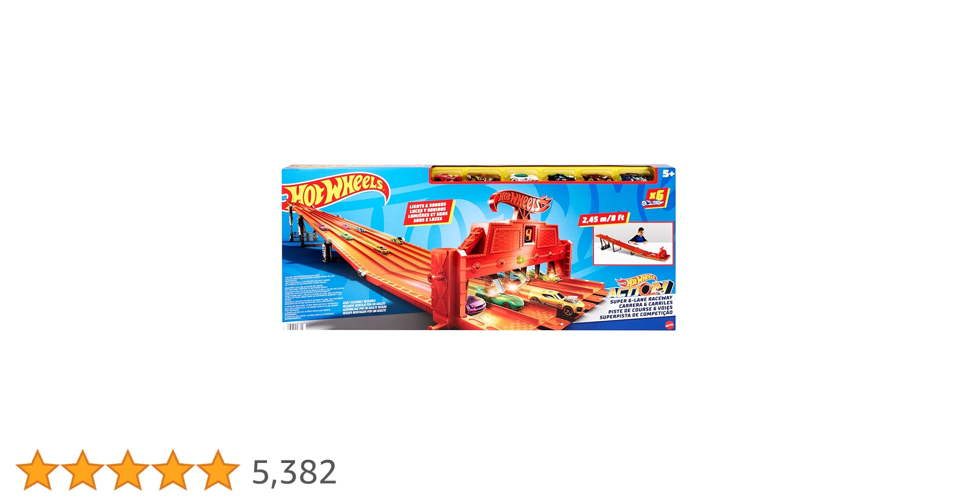 Hot Wheels スーパー６レーン ダウンヒル・レースウェイ (レア) Amazon.com: Hot Wheels Toy Car Track Set with Lights, Sounds