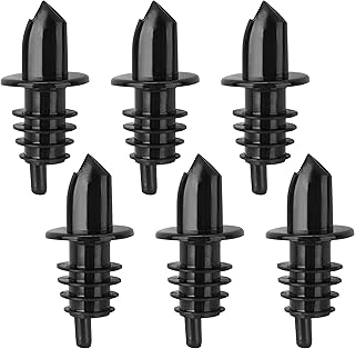 New Star Foodservice 48476 Plastic Liquor Free Flow Pourer Stopper, Black, Set of 6