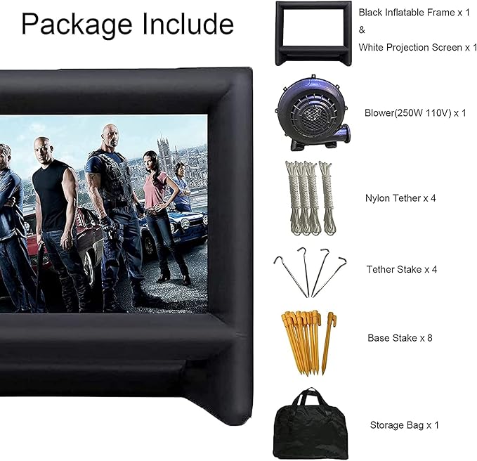 Pantalla Inflable para Proyector 24 pies QILEBA Portátil miniatura 3