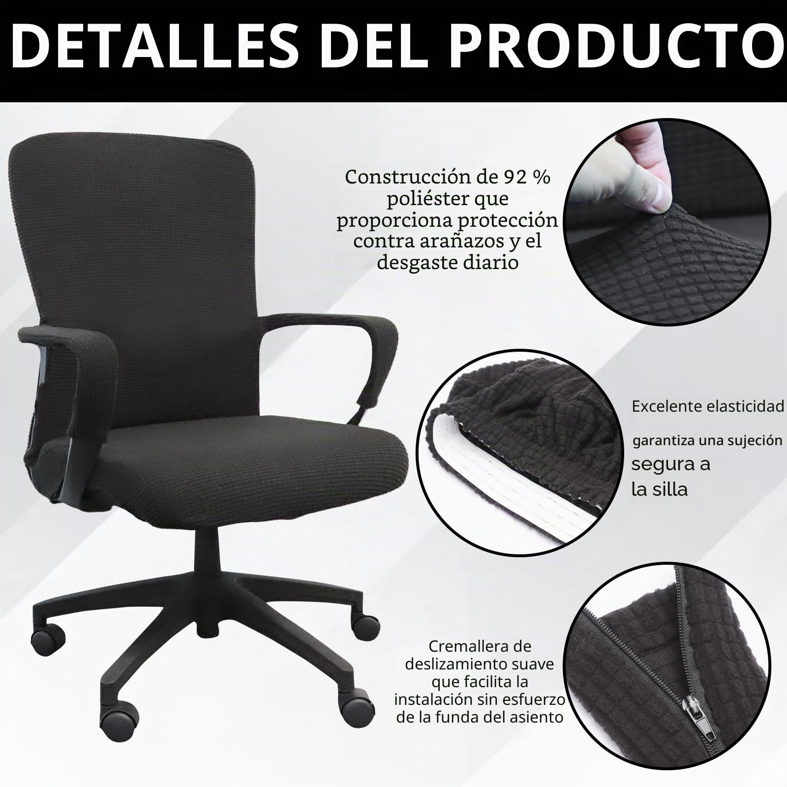 Funda para silla de oficina, XL funda silla oficina, funda de asiento para silla de oficina con fundas para reposabrazos, funda para silla de gaming, adecuada para la mayoría de sillas giratorias