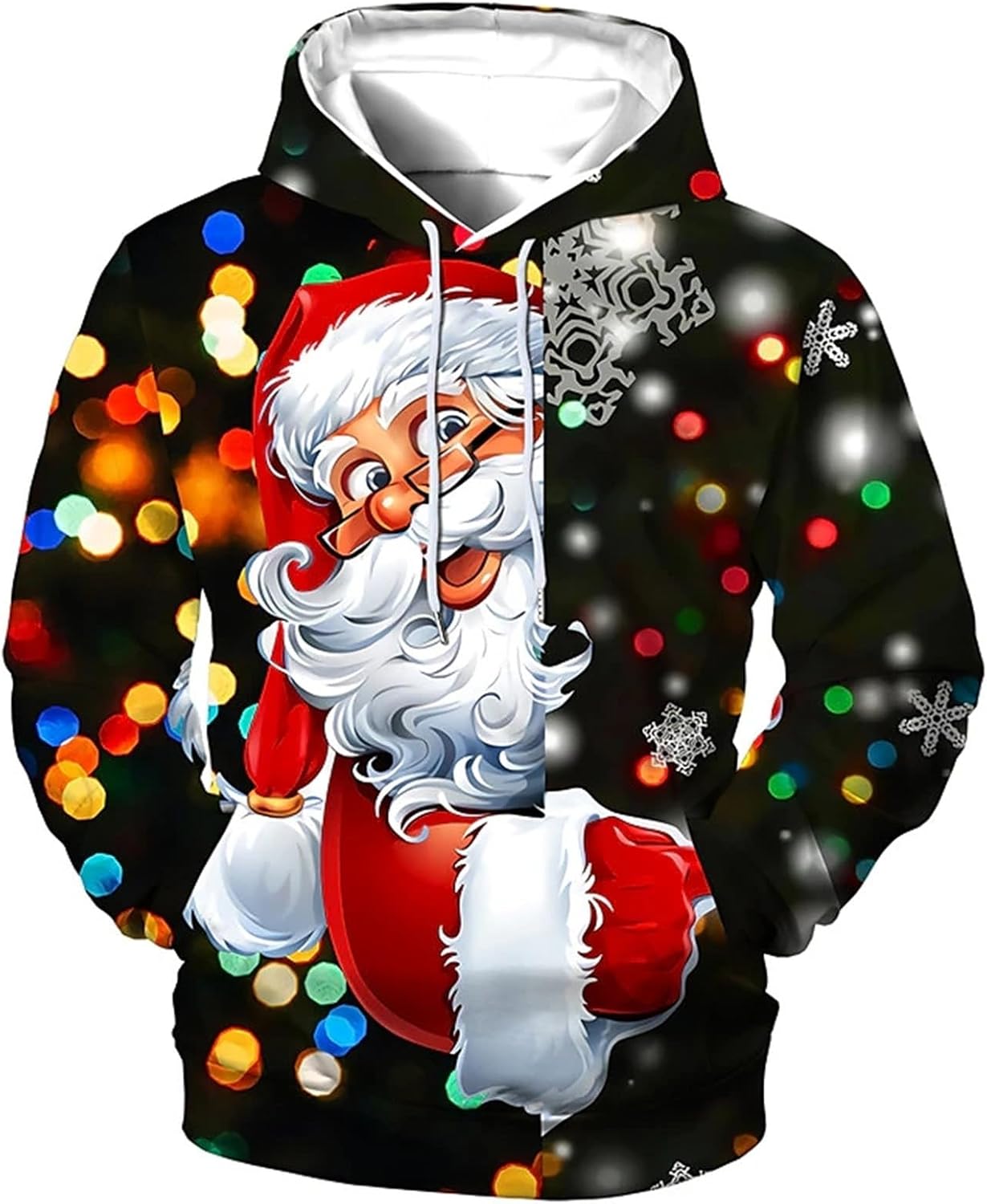 Pull De Noel Homme Sweat à Capuche Homme Noël Avec Poche Drôle 3D Pulls