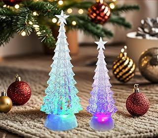 Christmas Tree Decoration RGB Coloring Lighting Changing 3AAA Battery Operated with 6H Timer for Christmas Festival Decorations Gifts (Two Trees)