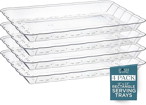 Miniatura 10 de Posh Setting Bandejas de Servir Negras Desechables - Bandejas de Plástico - Bandejas y Charolas de Plástico para Fiestas - Negro, Dorado