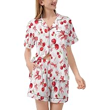 Funny Cotton Pajama Set for Women Summer Lounge Pjs Sets 2 Piece Suit Ladies Button Down Sleepwear