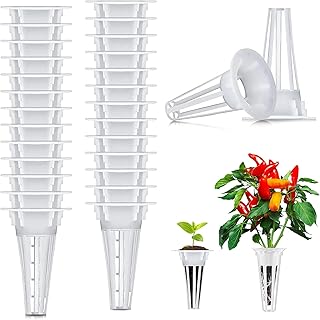 Hydrokultur Pflanzen Net Mesh Topf Pot Hydrokultur Netztöpfe Plant Net Pot Wasserkultur Pflanzkorb für Pflanzung und erdlose Kultivierung auf dem Gartenbalkon (Weiß, 2,5 * 7,5 CM)