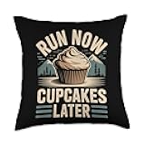 Run Now Cupcakes Later Marathon Runner Motivation - Throw Pillow