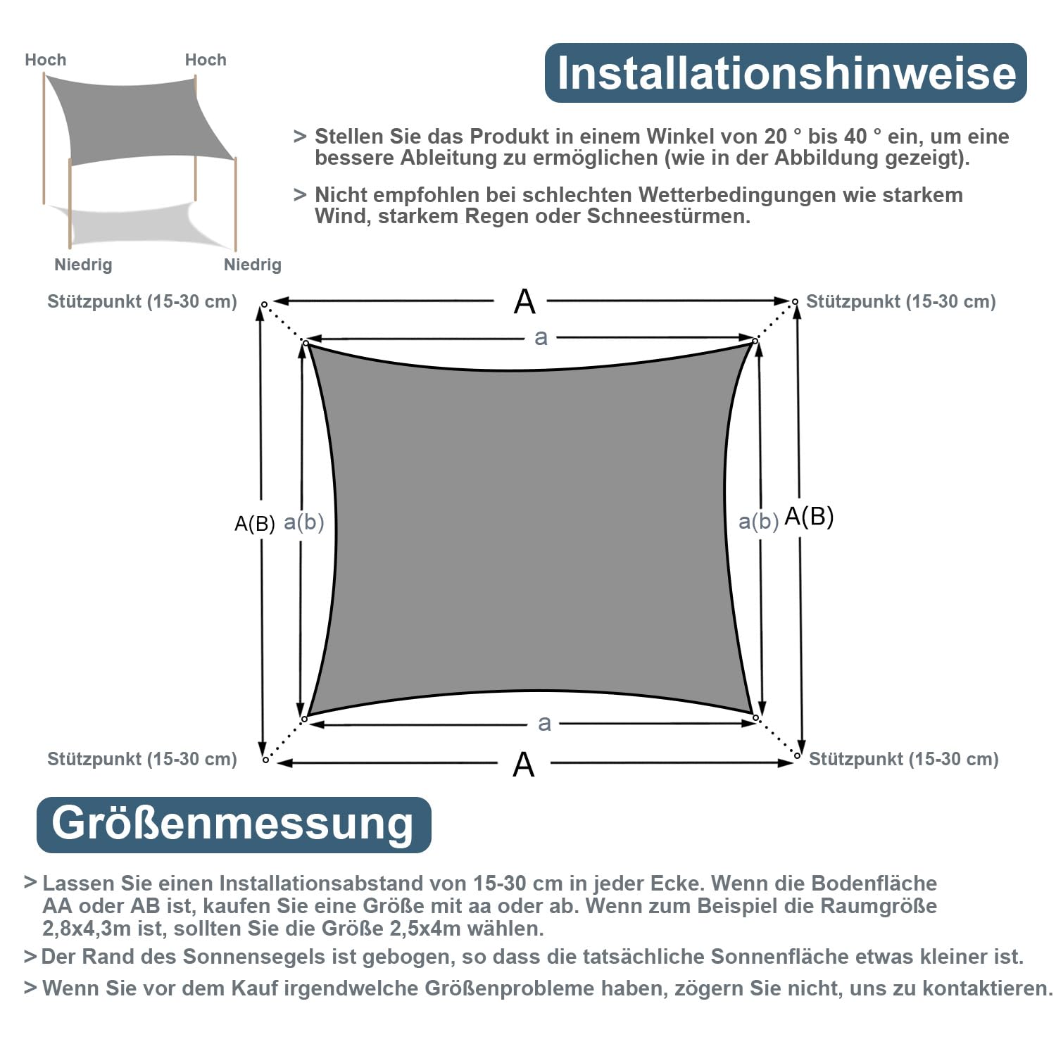 COOL AREA Sonnensegel Wasserdicht Rechteckig 3x5m Sonnenschutz 95% UV Schutz Windschutz,Wasserabweisend Segel Geeignet für Außenbereiche wie Garten Balkon Terrasse-Anthrazit