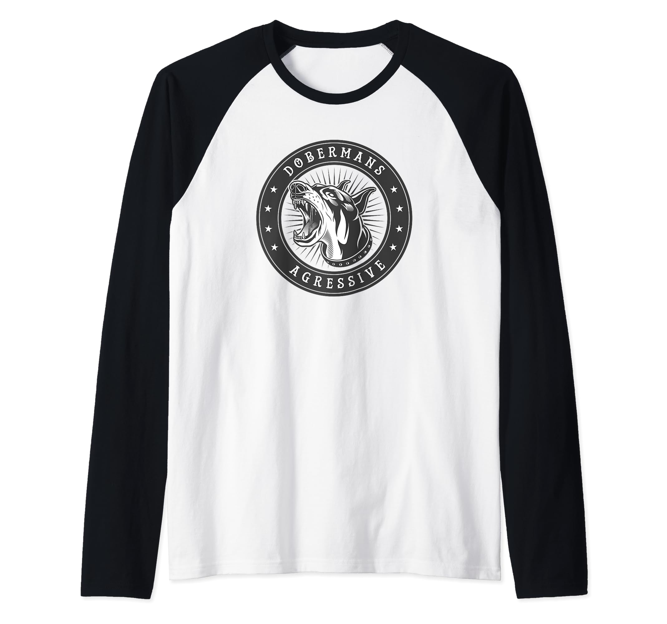 Doberman Aggressive Raglan Baseball Tee