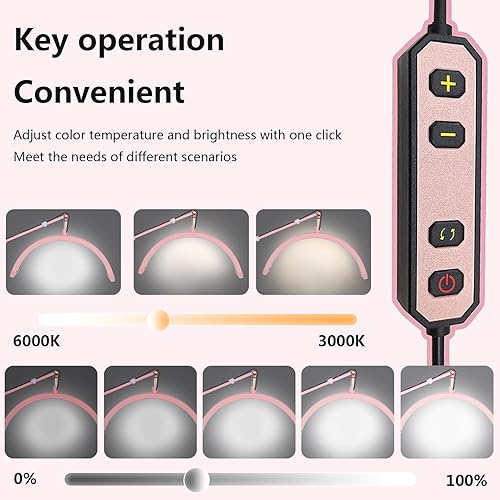 Miniatura 9 de CJSGY Luz LED de media luna para pestañas lámpara de tatuaje luz de esteticistas lámpara de escritorio luz de brazo oscilante lámpara de pestañas
