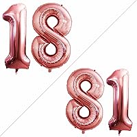 Vista 236 de GOER Globos con el número 80 para decoraciones de fiesta de cumpleaños número 80, globos de helio de aluminio jumbo de 42 pulgadas para 80 Oro rosa