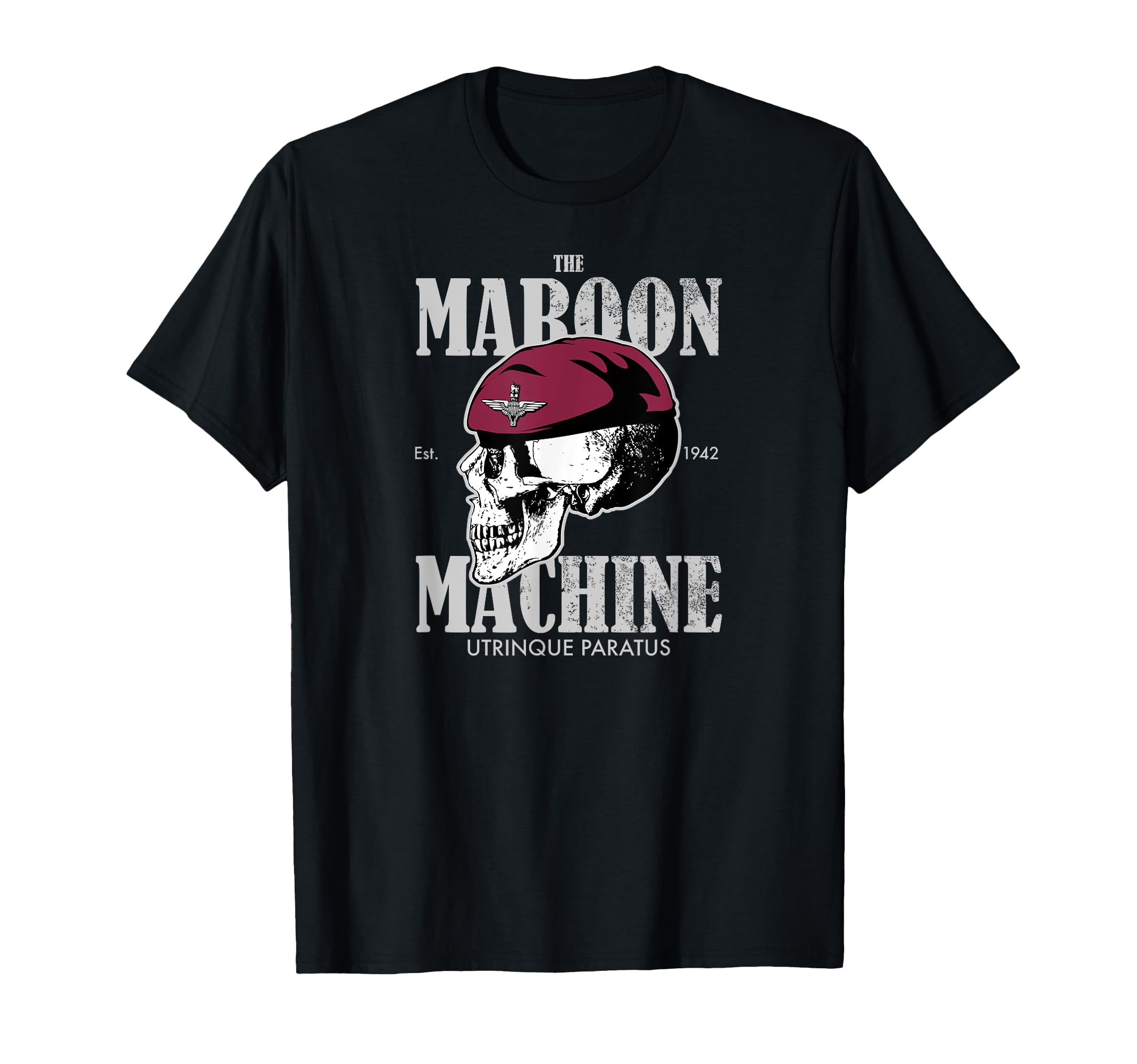 British Airborne Forces & Paratrooper GiftsThe Maroon Machine - Parachute Regiment (distressed) T-Shirt