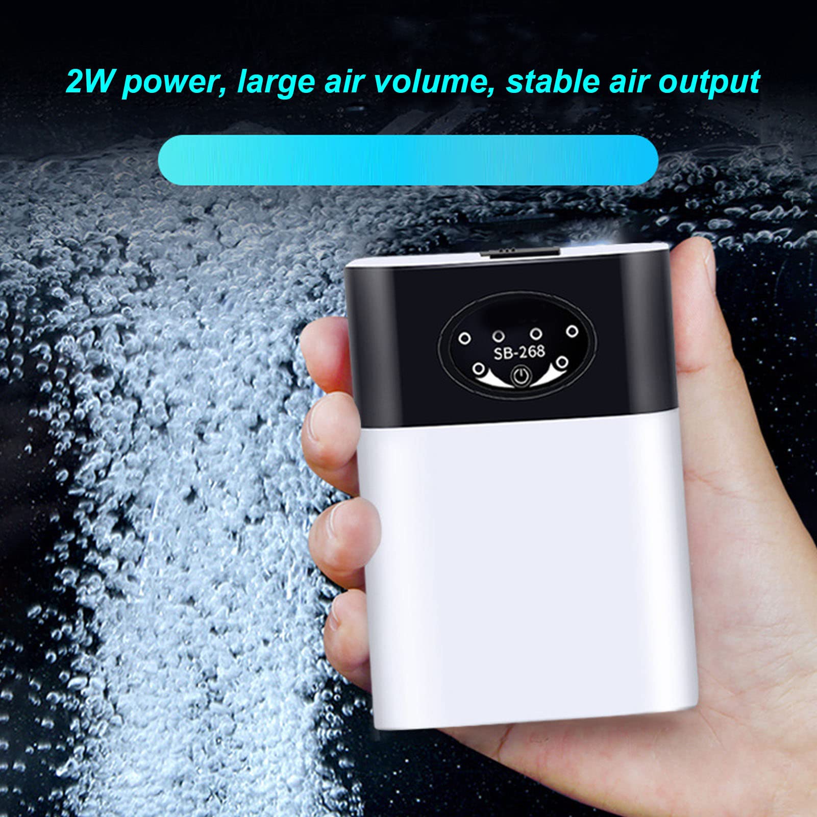 Pompa Powietrza do Akwarium, Przenośna Pompa Tlenowa USB Akumulatorowa, Cichy Napowietrzacz do Akwarium z Kamieniami Napowietrzającymi, Napowietrzacz Pompa Tlenowa do Akwarium Wędkarstwo na świeżym Po