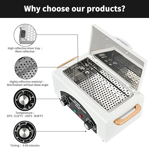 Miniatura 2 de Caja de limpieza de herramientas de metal de alta temperatura, 110 V, 300 W, 1,5 L, con temporizador, manicura, pedicura, spa, peluquería, equipo de