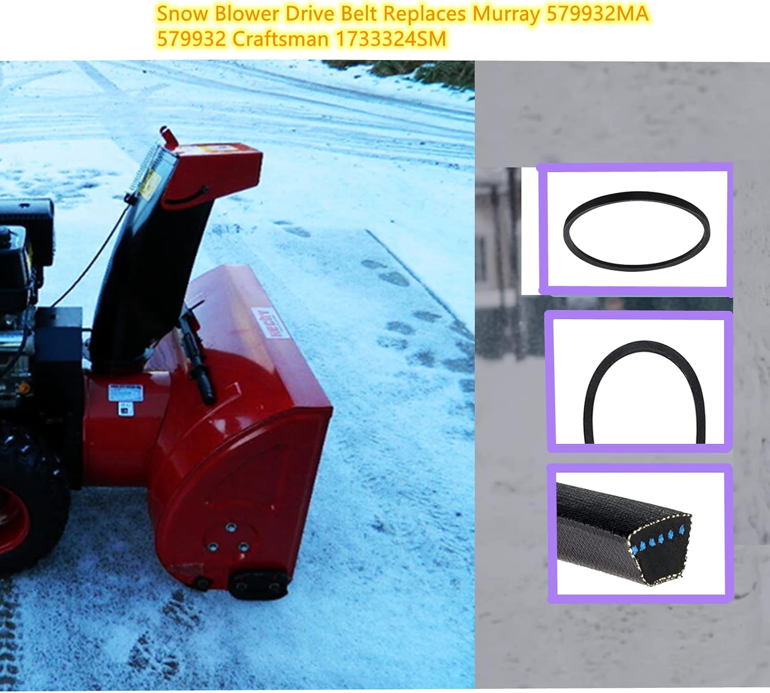 review yhoparts 579932 1733324SM Drive Belt for Murray Craftsman Snow throwers Replaces 579932MA 3/8