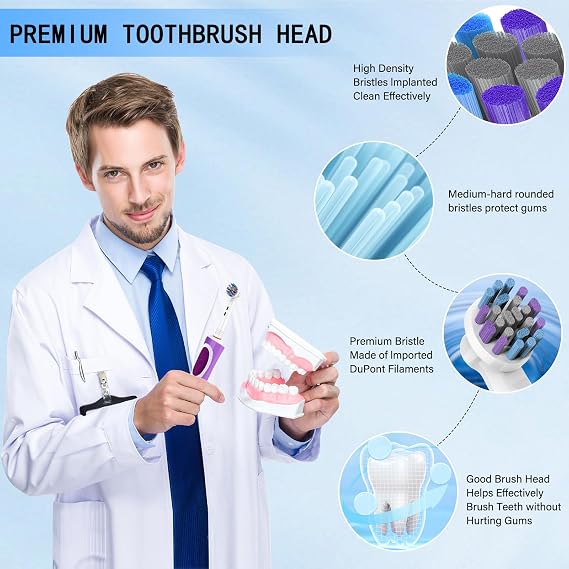 Replacement Toothbrush Heads 8 Pack, Electric Toothbrush Heads