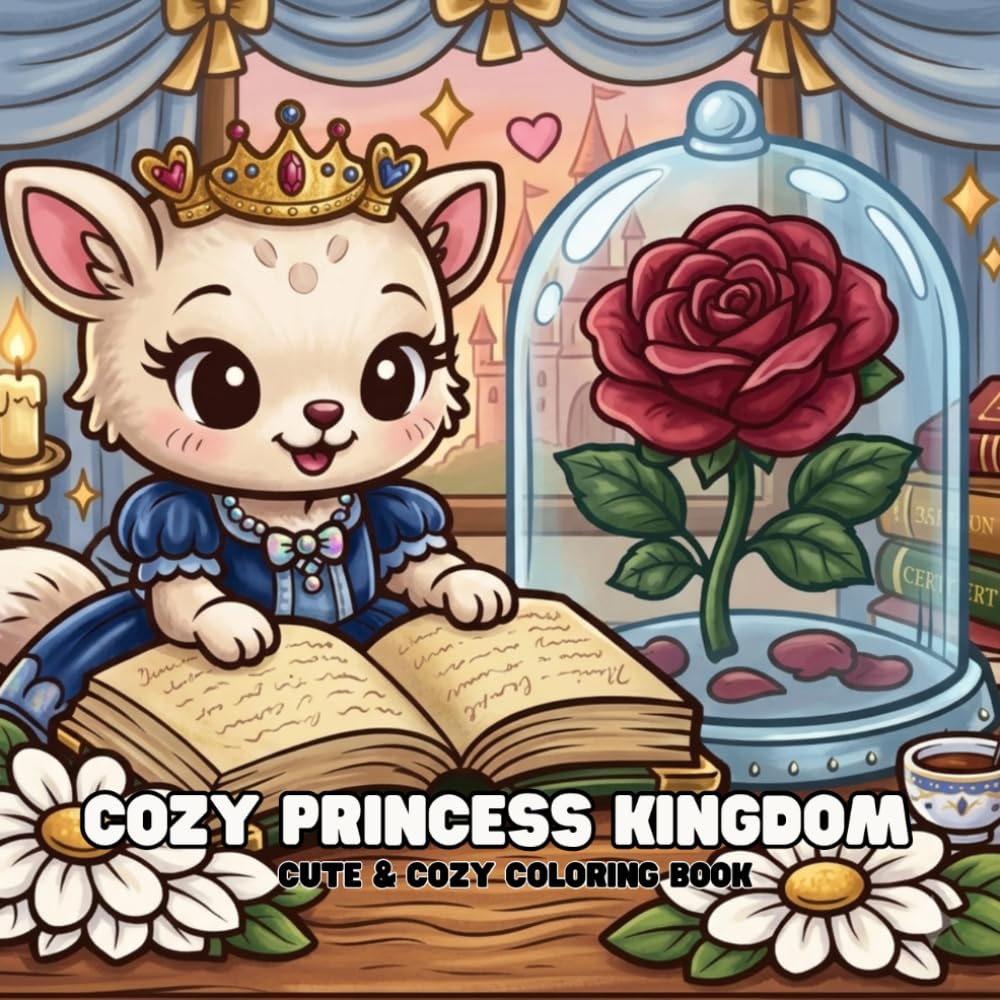 Cozy Princess Kingdom: Bold & Easy Coloring Book for Adults (25 ilustrations)