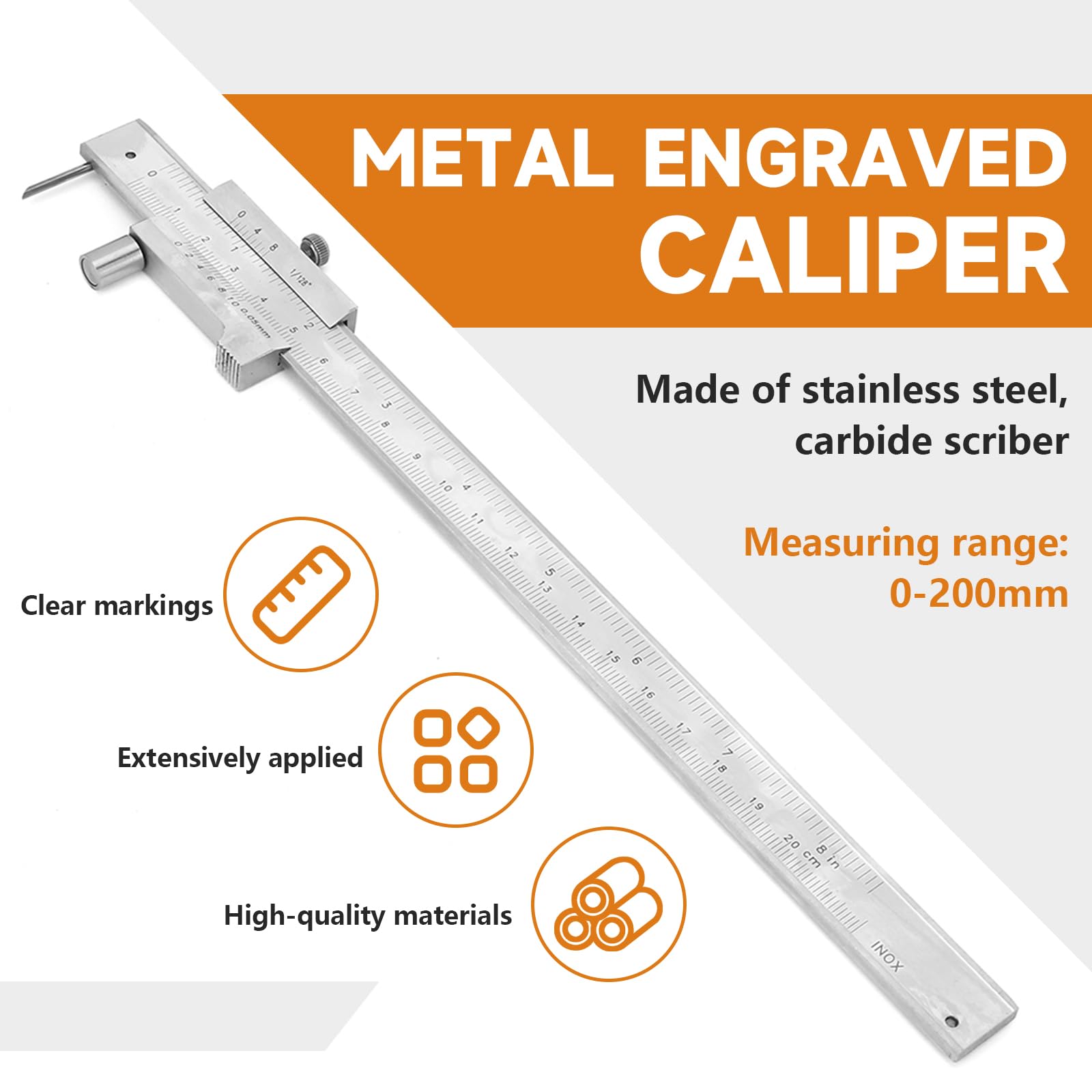 Metal Scriber Calipers - 0-8 Inch Marking Gauge -3