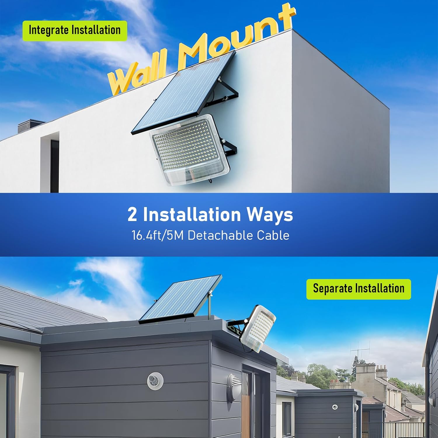 8000W Solar Flood Lights Outdoor, Solar Powered Outside Street Light Dusk to Dawn Waterproof Security Commercial Lighting with 16.4ft Cables and Motion Sensor for Yard,Garage,Swimming Pool, Pathway