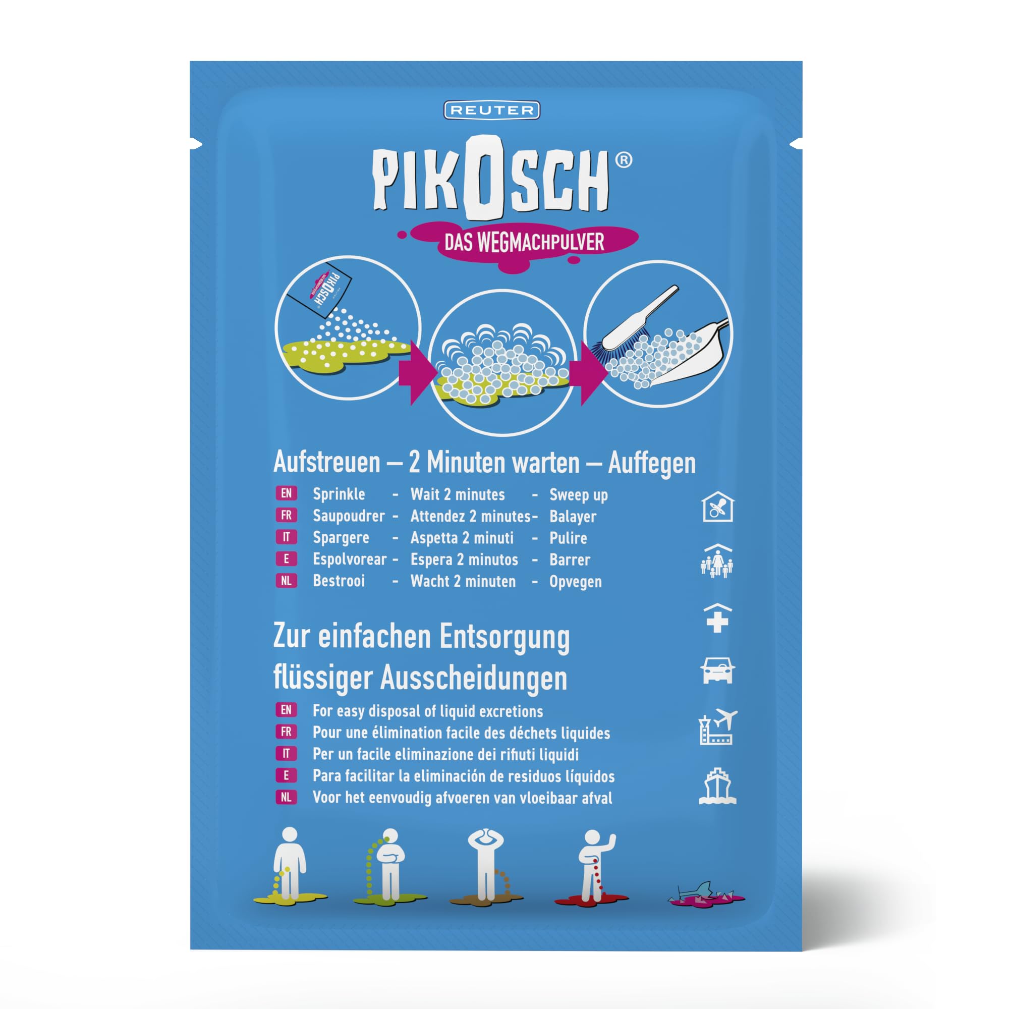 La polvere pulente definitiva: Superabsorber assorbe liquidi e odori come vomito, urina, feci, sangue e acqua – per la tua famiglia – elevata capacità assorbente (confezione da 80, 34,5 g)