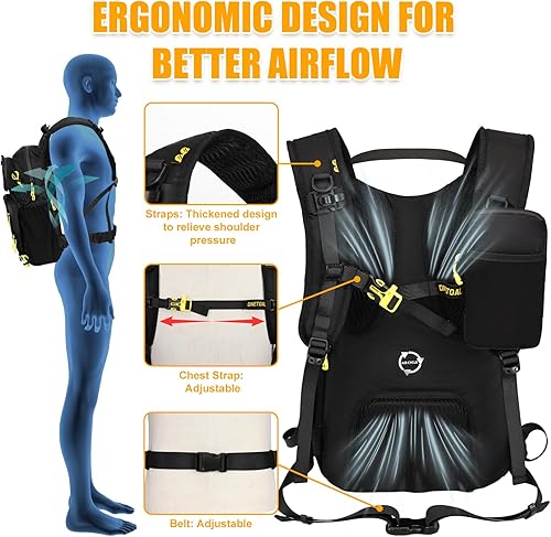 Miniatura 6 de Mochila de hidratación de 22 litros, mochila de senderismo con vejiga a prueba de fugas de 2 litros, ideal para hombres y mujeres, correr, ciclismo,