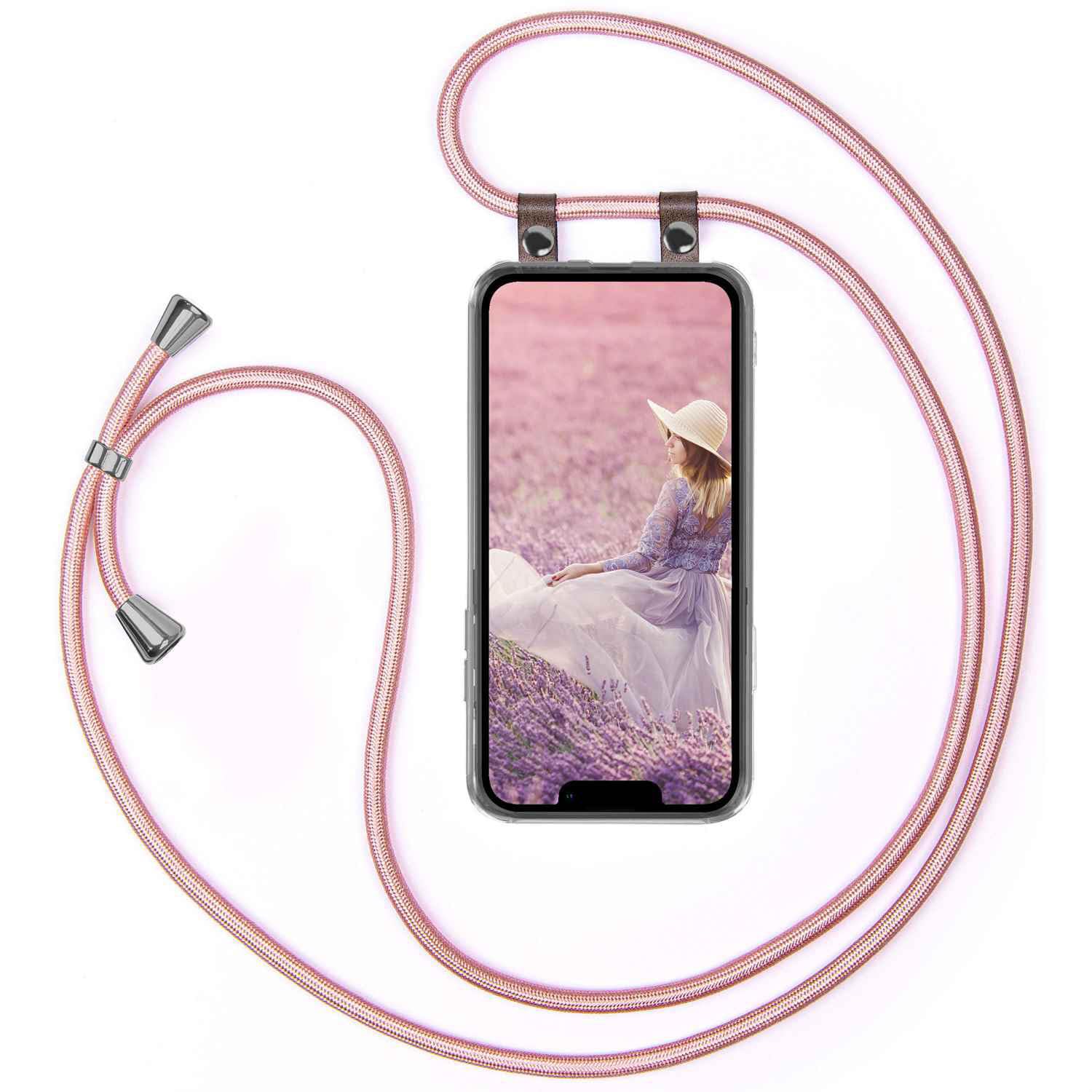 Coque Apple iPhone 13 mini avec cordon réglable or rose moex - 8