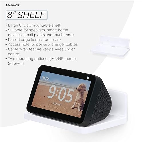 Miniatura 3 de Soporte de pared de estante de 8 pulgadas para altavoces, cámaras de seguridad, monitores de bebé, juguetes de plantas y más, estantes flotantes