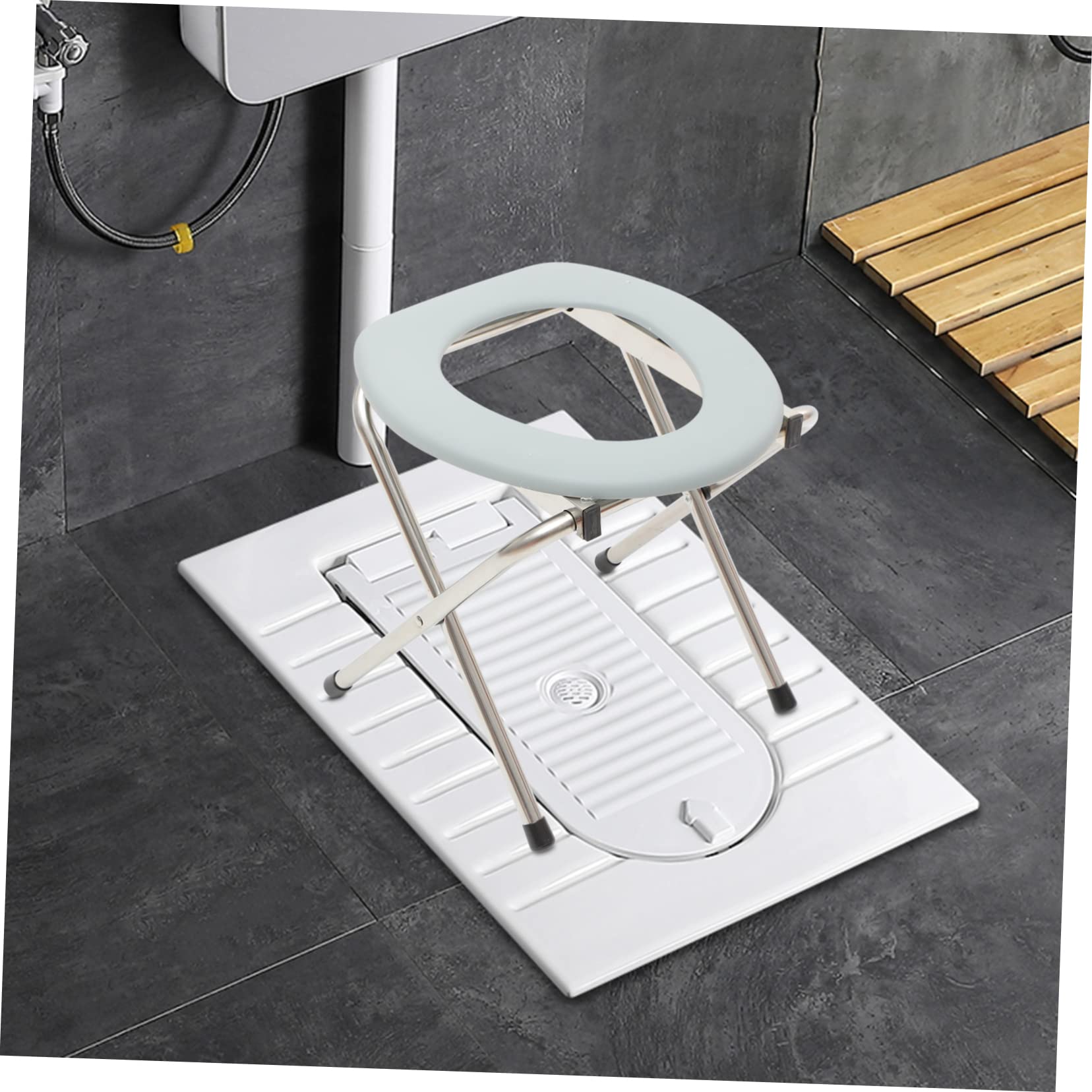 Beavorty 1Pc Portable Foldable Toilet Chair for Elderly Pregnant Lightweight Durable Bedside Potty Stool Easy to Clean Mobile Commode for Travel Home Use Stable Design for Comfort