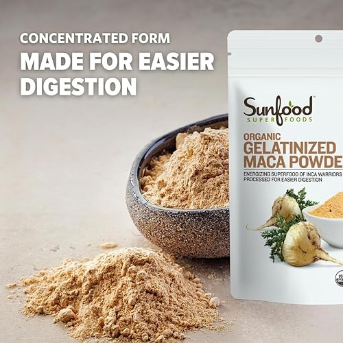 Miniatura 18 de Sunfood - Maca orgánica Extreme - Polvo de raíz de maca, polvo de maca orgánica, suplemento de maca para hombres y mujeres con adaptógenos, peruano