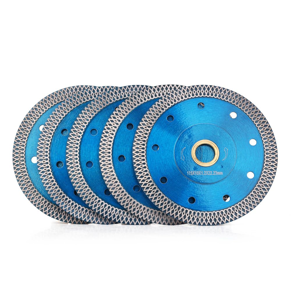 Tiledurepro 5Pc/Lot 4.5 in Tile Saw Blade Super Thin Diamond Blade Porcelain Cutting Blade for Granite Marble Porcelain Tile…