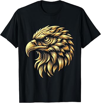 Golden American Bald Eagle Head Patriotic Design T-Shirt