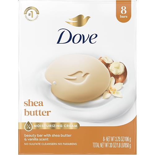 Dove Shea Butter Beauty Bar Soap 8 Count, Cleanser, 3.75 oz I beauty bar