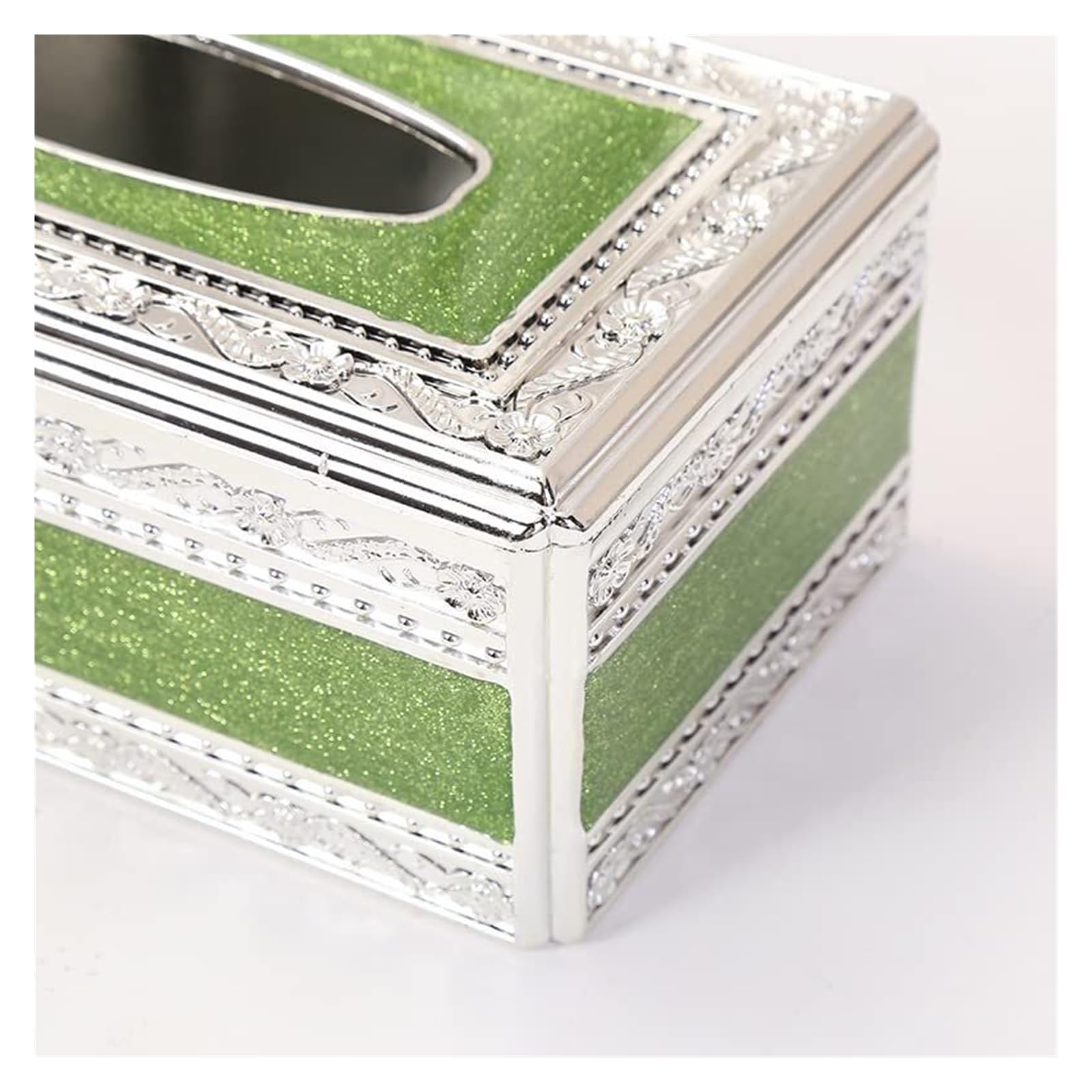 Portarrollos Decorativos Caja de pañuelos Dorada Europea, Soporte Decorativo Rectangular, servilleta Papel acrílico Artículos para el hogar(White)