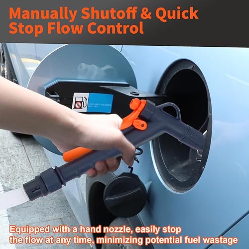 Miniatura 4 de Bomba de transferencia de combustible portátil (2.8 GPM) con boquilla manual, bomba de lata de gas con tubo de entrada extensible y manguera de